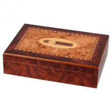 Humidor med Cigarrintarsia – För ca 20 Cigarrer med Hygrometer & Fuktare
