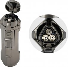 Passatore 3-flame jet cigarrtändare Quito dark gun satin ovan