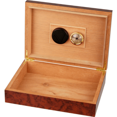 Humidor med Cigarrintarsia – För ca 20 Cigarrer med Hygrometer & Fuktare