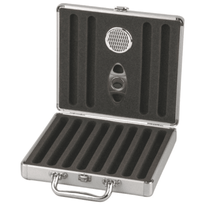 Resehumidor aluminiumlook/Diacut-dekor – 12 cigarrer
